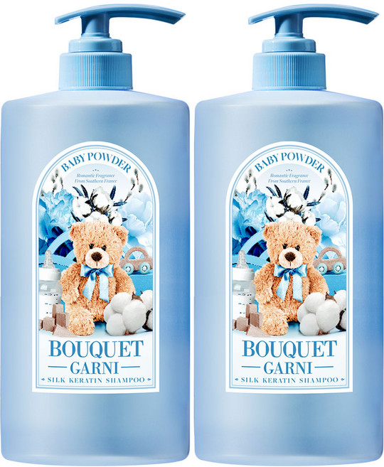 부케가르니 실크 케라틴 샴푸 베이비파우더향, 1L, 2개