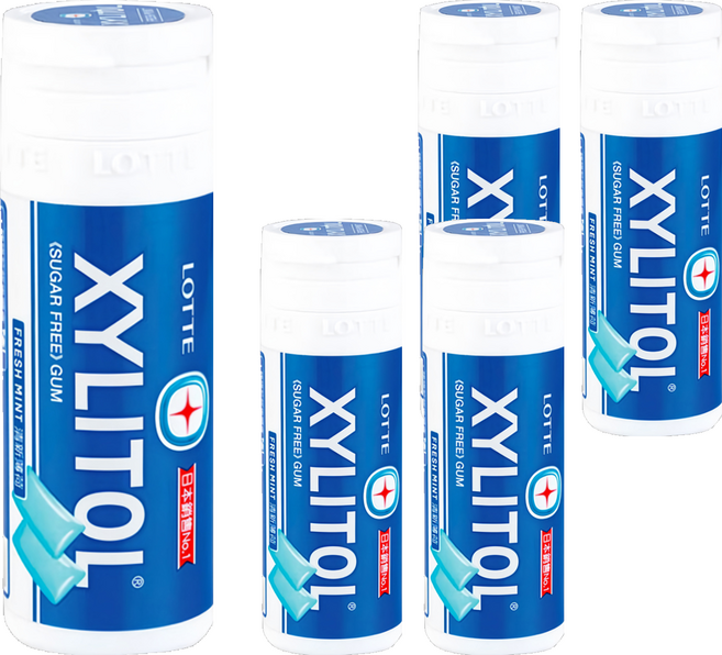 XYLITOL 木糖醇無糖口香糖 清新薄荷風味, 26.1g, 5罐