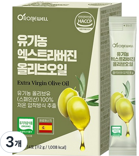로니웰 엑스트라버진 올리브오일 14포, 112g, 3개