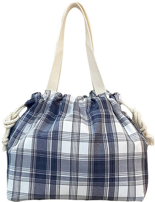 굿무드 도시락가방 보온보냉백, 네이비체크, 1개