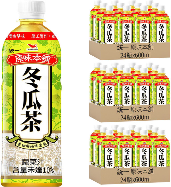 統一 原味本舖 冬瓜茶, 600ml, 72瓶
