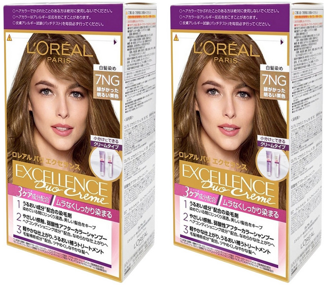 L'OREAL PARiS 巴黎萊雅 台灣公司貨 優媚霜三重護髮雙管染髮霜, 7NG淺亞麻棕, 2組