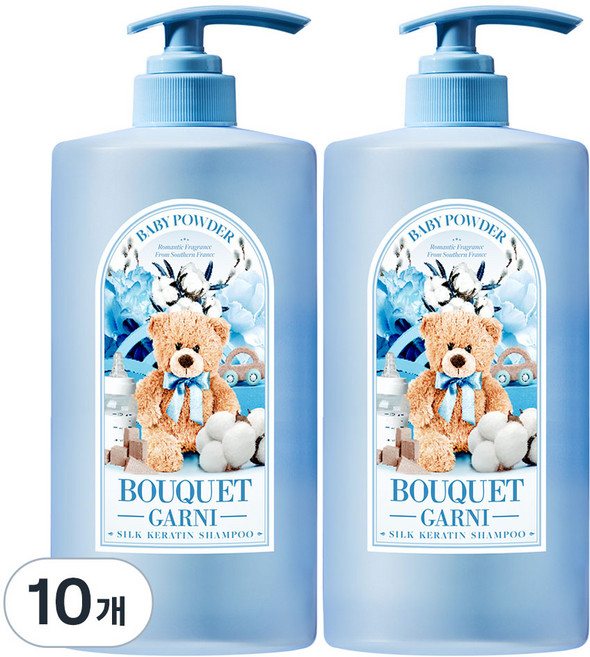 부케가르니 실크 케라틴 샴푸 베이비파우더향, 1L, 10개