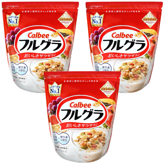 Calbee 卡樂比 Frugra 富果樂 水果麥片 含膳食纖維及維生素 A、B1 日本京都製造, 380g, 3包
