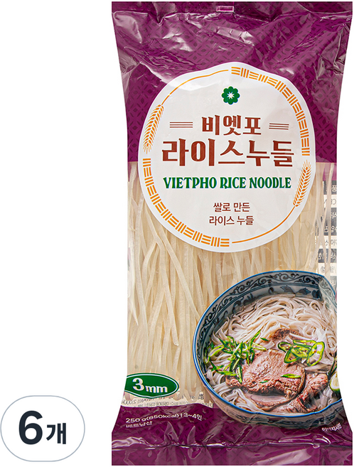 비엣포 라이스누들 3mm, 250g, 6개