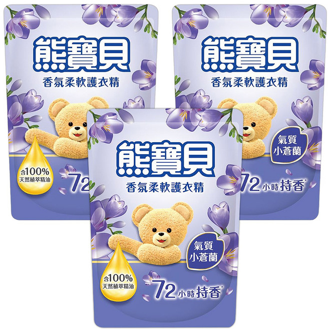 Snuggle 熊寶貝 衣物柔軟精 小蒼蘭 補充包, 3包, 1.75L
