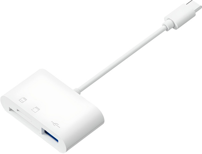 아이엠듀 C타입 3 in 1 USB TF SD카드 리더기, 화이트, 1개