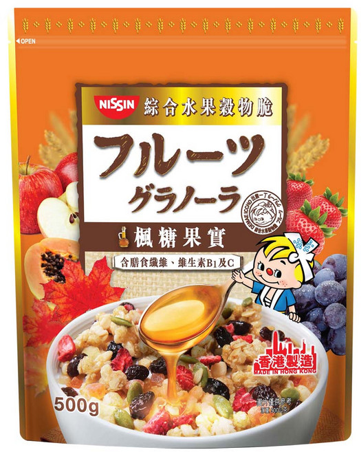 NISSIN 日清 綜合水果穀物脆 楓糖果實, 500g, 1包