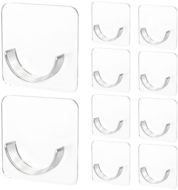 코멧 홈 무타공 압축봉 고정 홀더, 투명색, 10개