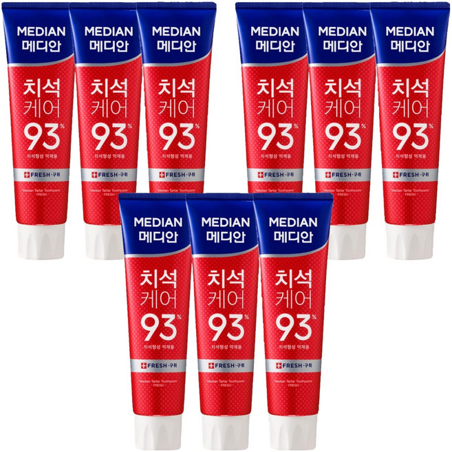 메디안 국내 제조 치석케어 구취 치약, 120g, 9개
