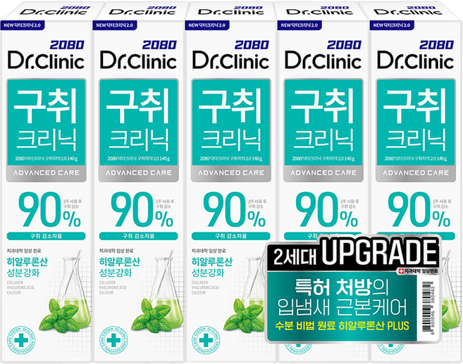2080 닥터크리닉 구취 치약 투, 140g, 1개입, 5개