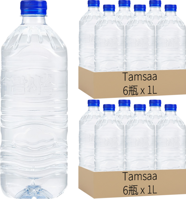 Tamsaa 無標籤天然水, 1L, 12瓶