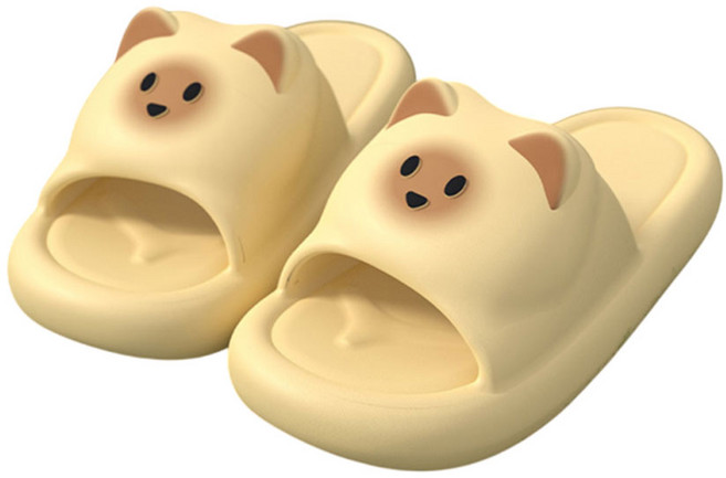 헨센 귀여운 고양이 EVA 말랑 슬리퍼, 옐로우, 1개