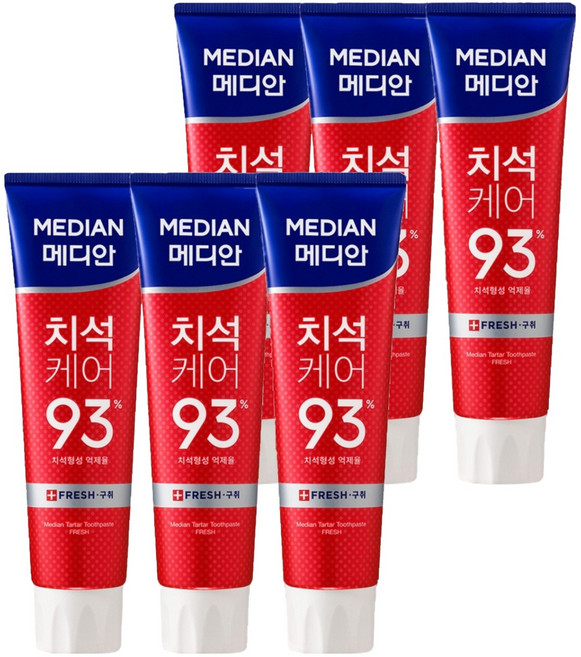 메디안 치석케어 구취 치약, 120g, 6개