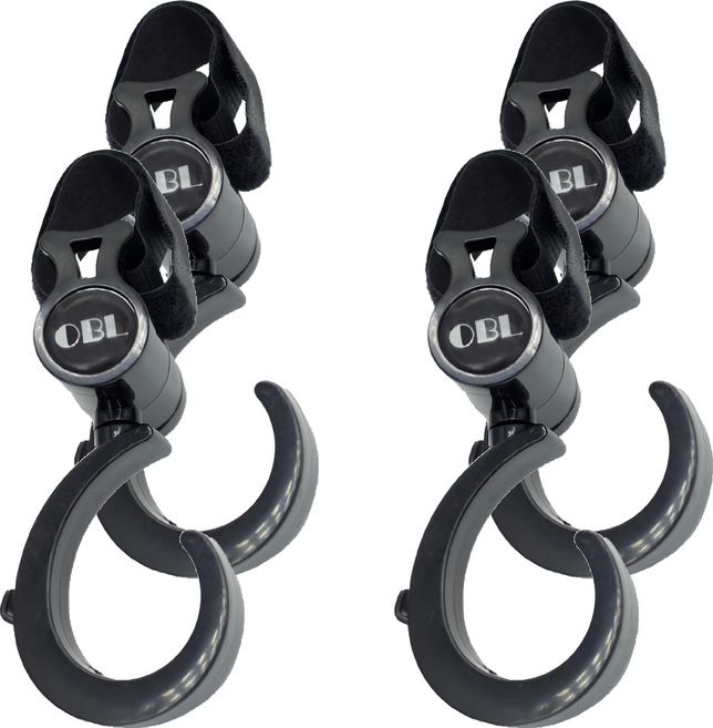 OhBabyLuxury 愛酷寶 360度推車掛鉤, 黑色, 4個