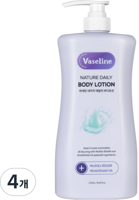 코스메이트 바세린 네이처 데일리 바디로션, 4개, 1.078L