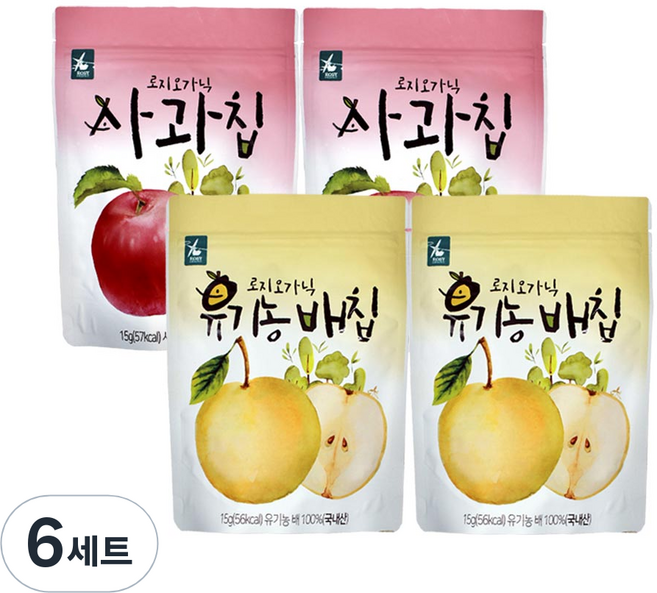 로지오가닉 생과일칩 2종 세트, 6세트, 배, 사과