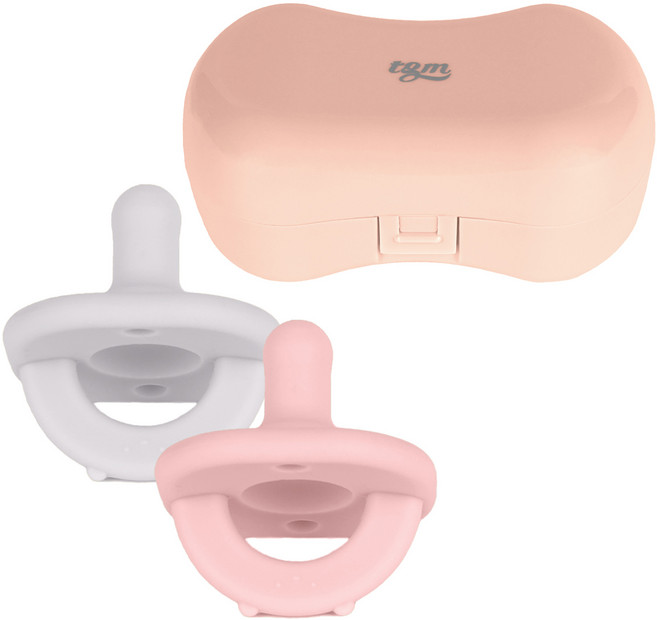 티지엠 실리콘 곰돌이 노리개 젖꼭지 2종 + 케이스, 1단계, 애쉬블루, 블룸핑크(치발기), 분홍(케이스), 1세트