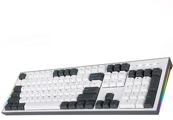 COX 이색사출 사이드 RGB 기계식 유선 일반형 키보드, 그레이 + 화이트, CK01PBT, 갈축