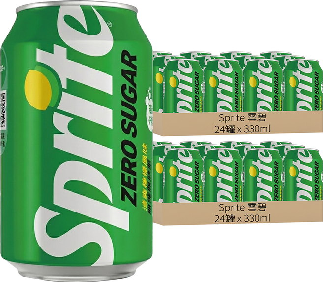 Sprite 雪碧 ZERO SUGAR 無糖零卡 易開罐, 330ml, 48罐