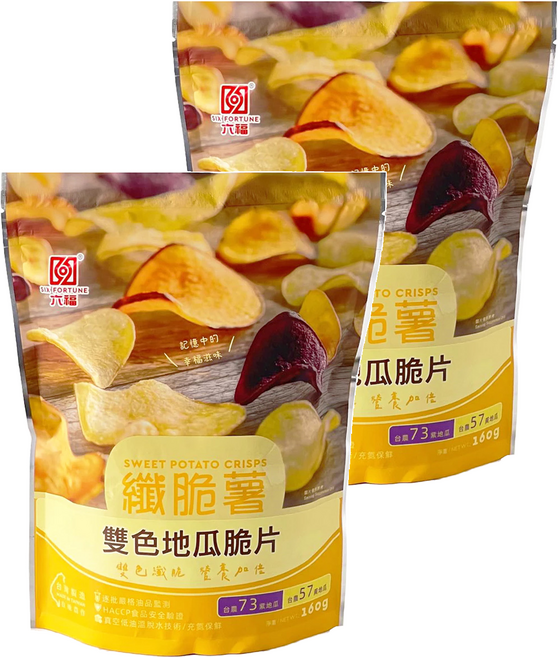 六福 纖脆薯 雙色地瓜脆片, 160g, 2包
