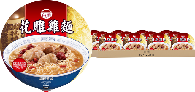 台酒 花雕雞麵 200g, 12入