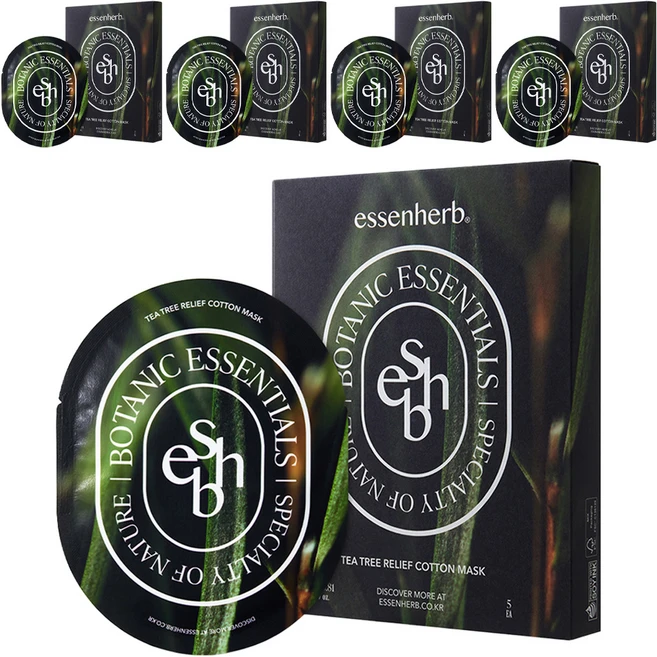 에센허브 티트리 릴리프 코튼 마스크팩, 5개, 5개입 - 쿠팡