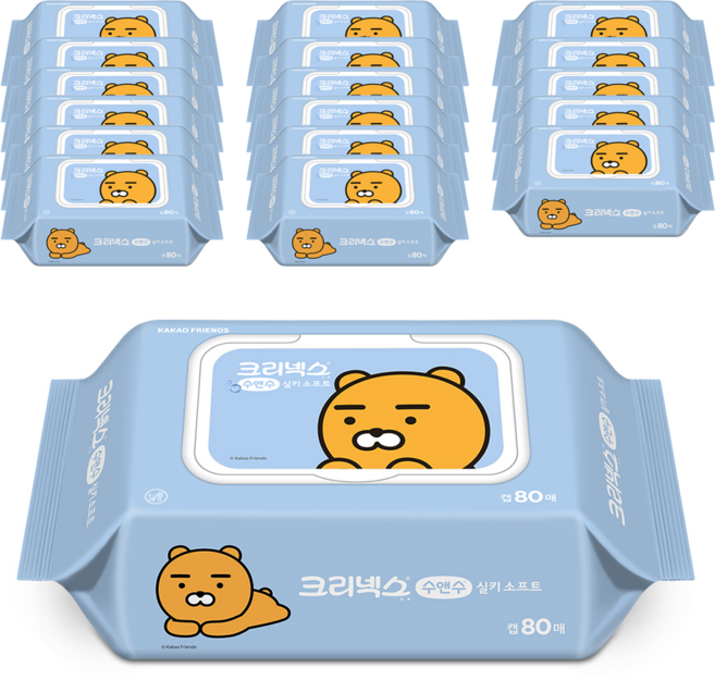 Kleenex 舒潔 Kakao Ryan印花掀蓋式濕紙巾, 18包