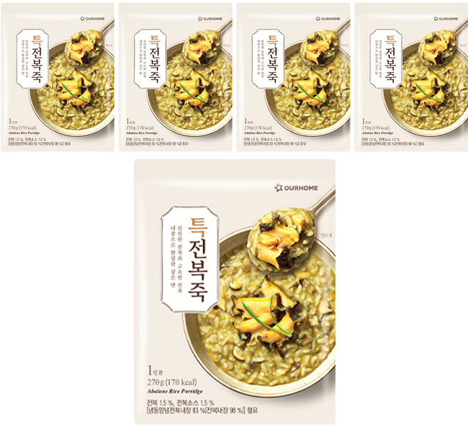 OURHOME 愛味弘 韓國鮑魚粥, 270g, 5包