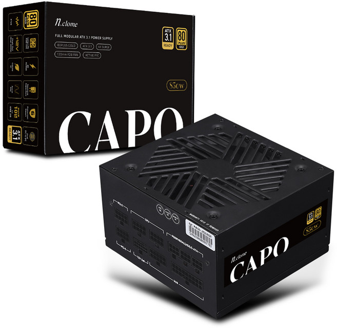 N.Clome CAPO 850W 80PLUS金牌 全模組電源供應器 ATX3.1 黑色, 單一商品