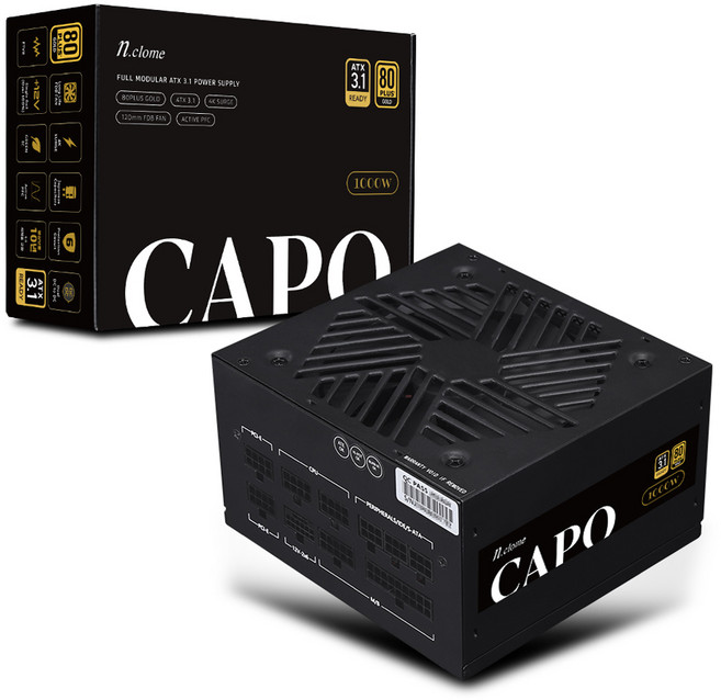 N.Clome CAPO 1000W 80PLUS金牌 全模組電源供應器 ATX3.1 黑色, 單一商品