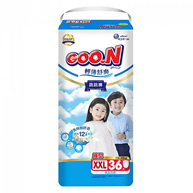 GOO.N 大王 輕薄舒爽 紙尿布 褲型 15~25kg, 2XL, 36片