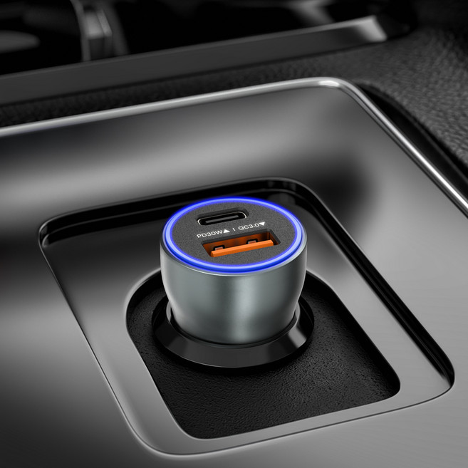 Carple 60W 雙孔點菸器高速充電手機USB汽車Type-C車用充電器, 單一顏色, CARPLE-CC-60W