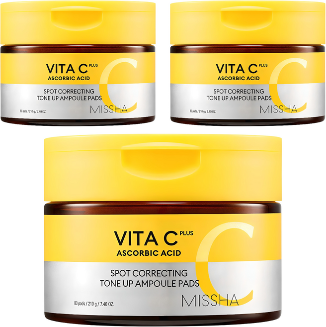 미샤 비타씨플러스 잡티씨 톤업 앰플패드 210g, 80매입, 3개