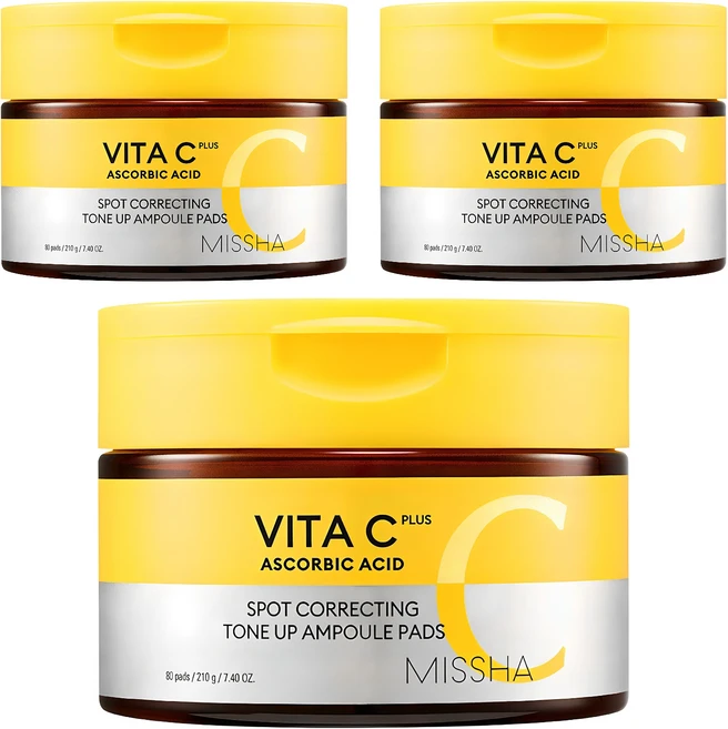 미샤 비타씨플러스 잡티씨 톤업 앰플패드 210g, 80매입, 3개 - 쿠팡