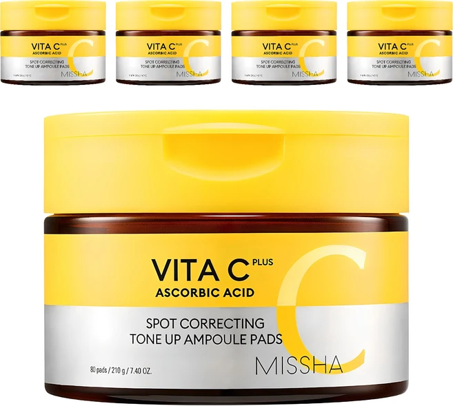 미샤 비타씨플러스 잡티씨 톤업 앰플패드 210g, 80매입, 5개 - 쿠팡