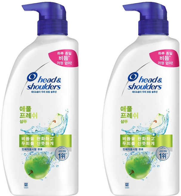 헤드앤숄더 두피 토탈 솔루션 애플 프레쉬 샴푸, 850ml, 2개
