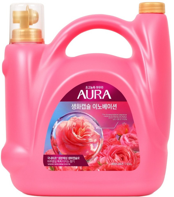 아우라 생화캡슐 섬유유연제 피오니로즈향 본품, 5.5L, 1개