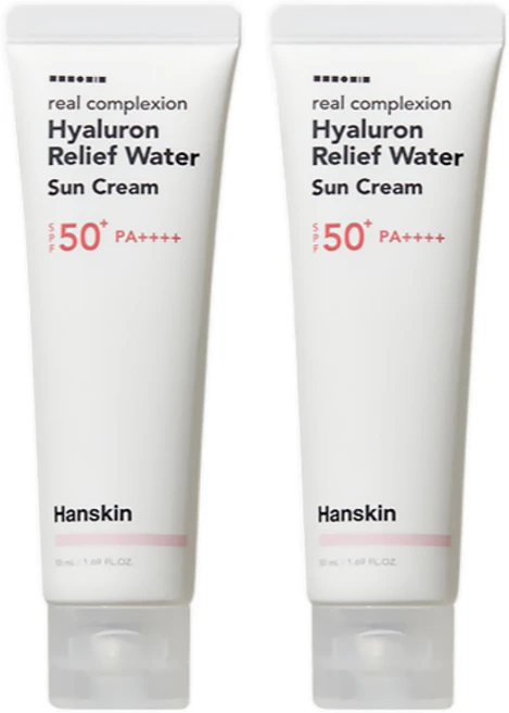 한스킨 리얼컴플렉션 히알루론 릴리프 워터 선크림 SPF50+ PA++++, 50ml, 2개 - 쿠팡