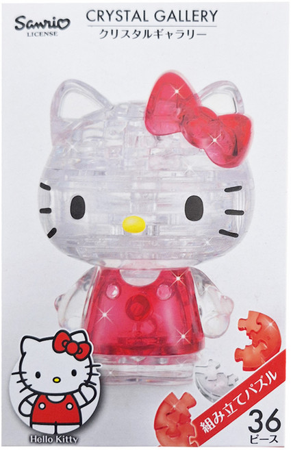 hanayama Sanrio 三麗鷗 3D立體拼圖, 36片, Hello Kitty 透明色 + 粉色, 1盒