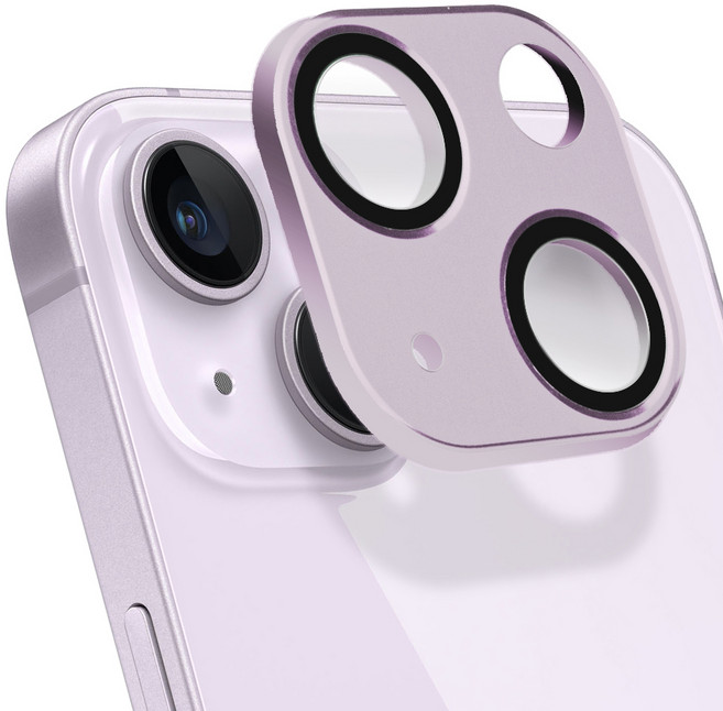 아이몰 아이폰 카메라 렌즈 빛번짐 방지 일체형 풀커버 강화유리 메탈 보호필름 퍼플, 1개