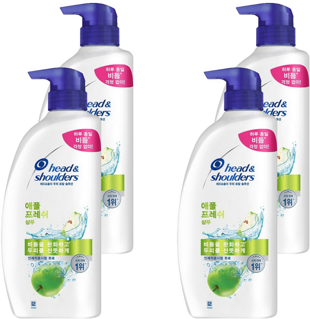 헤드앤숄더 두피 토탈 솔루션 애플 프레쉬 샴푸, 850ml, 4개
