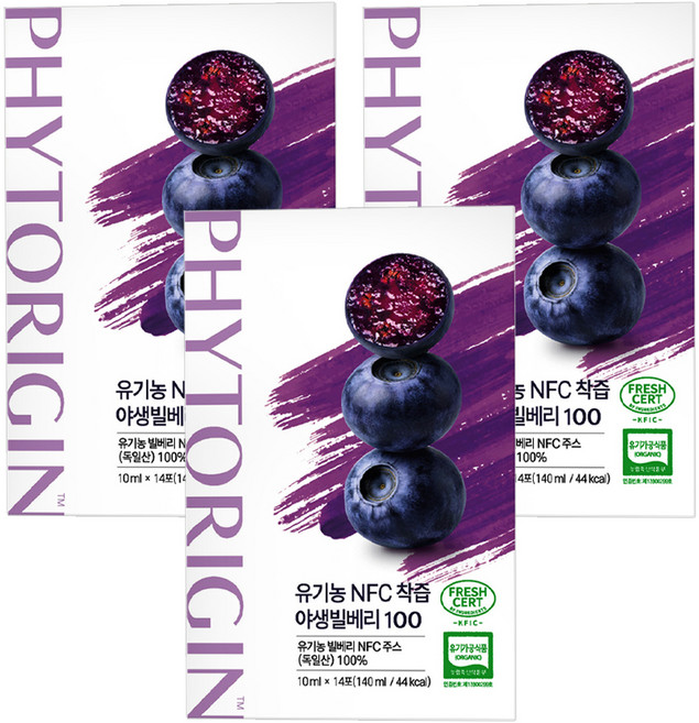 파이토리진 유기농 NFC 착즙 야생빌베리 100, 140ml, 3박스