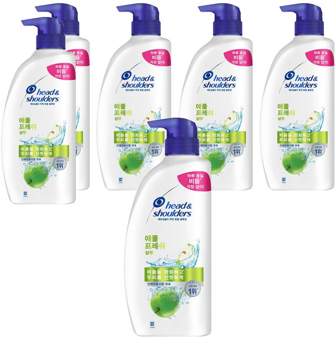 헤드앤숄더 애플 프레쉬 두피 샴푸 깨끗하고 상쾌한 향, 850ml, 6개