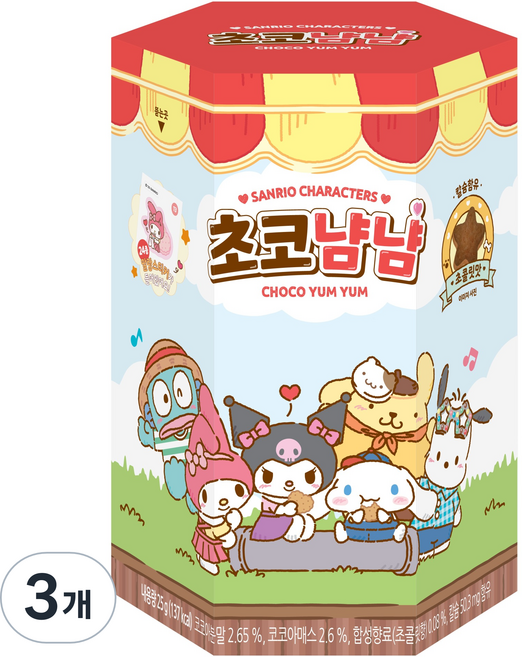 산리오캐릭터즈 초코냠냠, 25g, 3개
