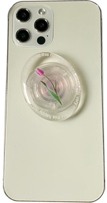 리빙토픽 튤립 휴대폰 그립톡, 클리어, 1개