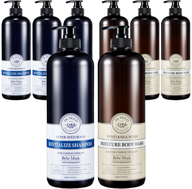 닥터시드 슈퍼시드밤 샴푸 1L + 바디워시 1L 세트 베베머스크, 4개