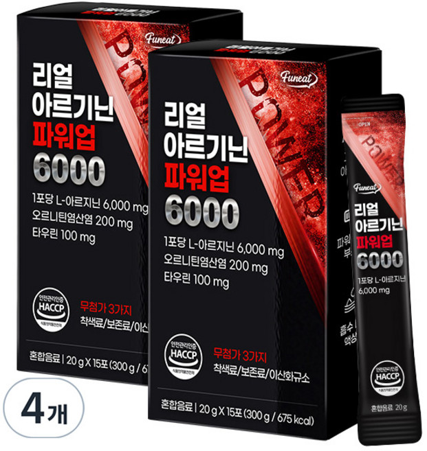퍼니트 리얼 아르기닌 파워업 6000, 300g, 4개
