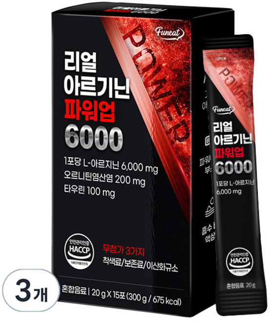 퍼니트 리얼 아르기닌 파워업 6000 15포, 300g, 3개