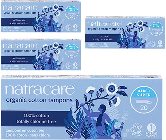 나트라케어 탐폰 논 어플리케이터 삽입형 생리대, 20개입, 4개, 슈퍼 - 쿠팡